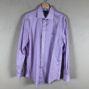 Lauren Ralph Lauren Shirt Purple White Check Button Versatile Preppy Men Medium